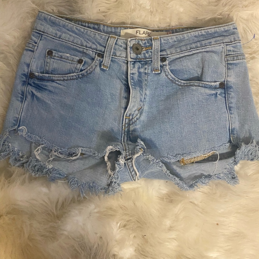 Levi's Light Blue Distressed Denim Shorts